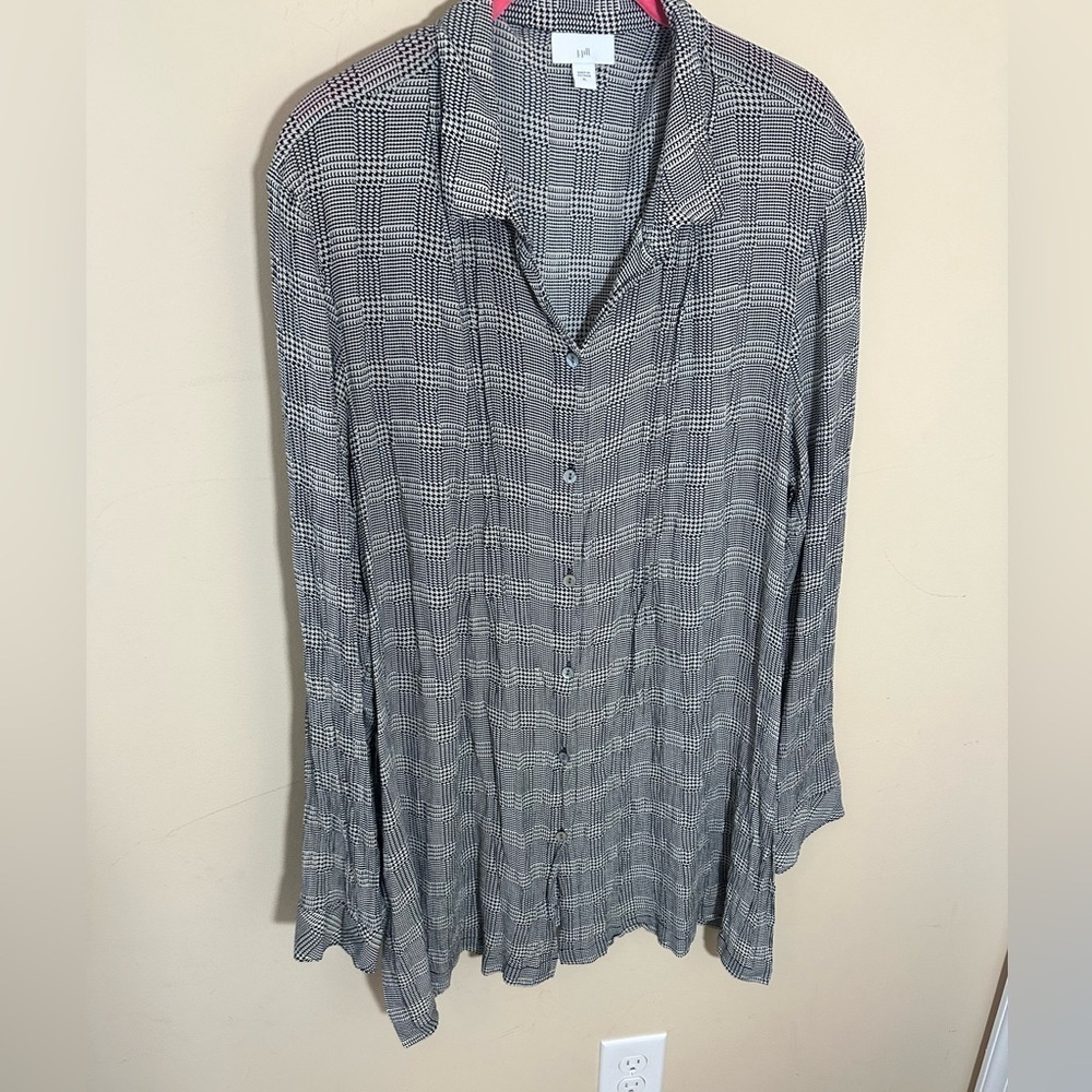 J Jill Tunic Top Houndstooth lagenlook rayon size XL